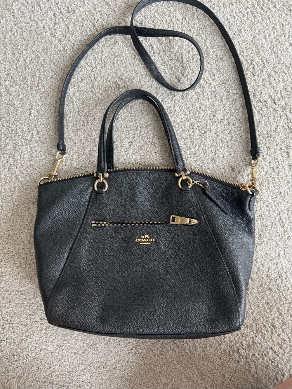 Coach Prairie Satchel Black Pebbled Leather